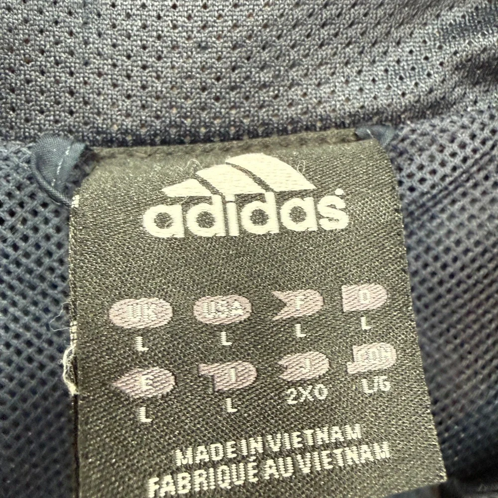 Adidas‎ Windbreaker Jacket Men Large Navy Blue Three Stripe Full Zip Up Y2K